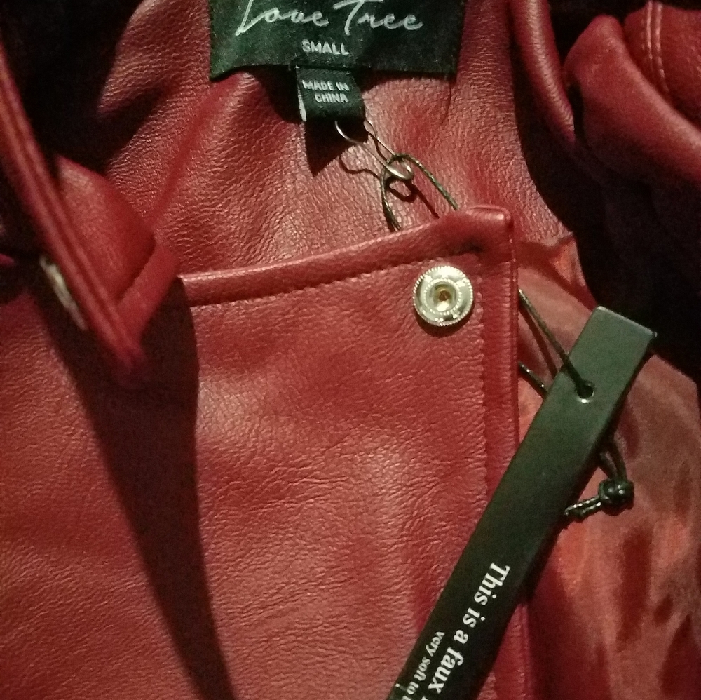 Red Faux Leather Jacket - Picture 3 of 4
